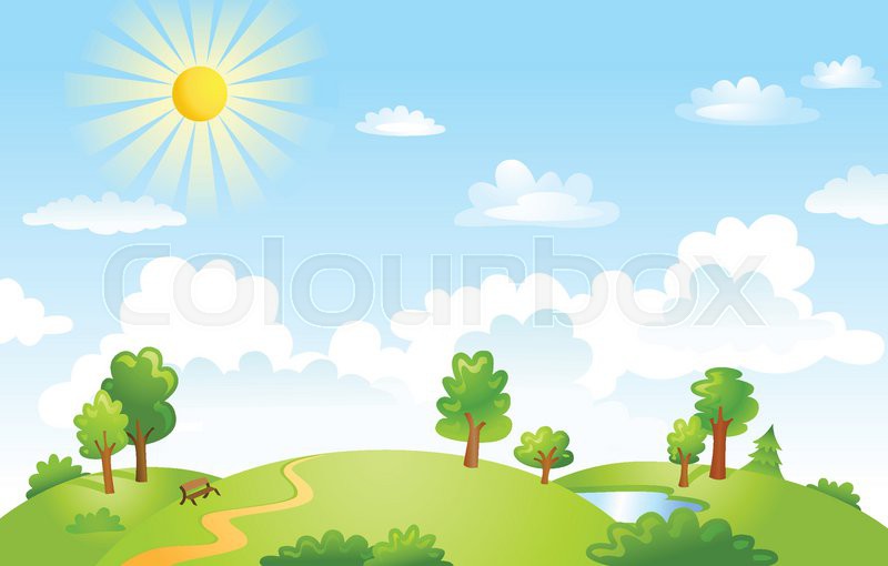 Rural Scene With Green Field And Trees Stock Vector Colourbox 800x510 Rural Scene With Green Field And Trees Stock Vector Colourbox