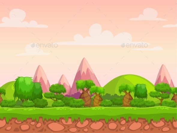 Cartoon Seamless Nature Landscape 590x443 Cartoon Seamless Nature Landscape