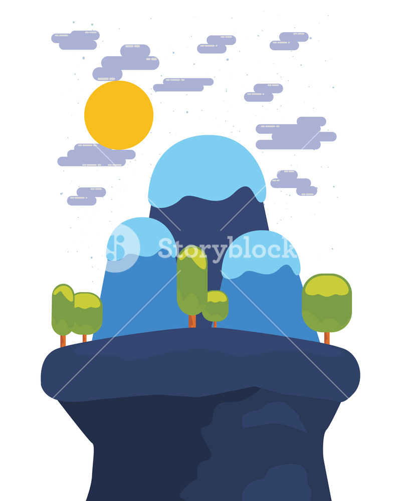 Video Game Mountains World Sunny Day Vector Illustration Royalty 800x1000 Video Game Mountains World Sunny Day Vector Illustration Royalty