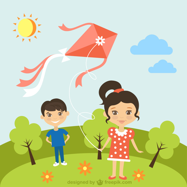 Children With Kite In Sunny Day Vector Free Download 626x626 Children With Kite In Sunny Day Vector Free Download