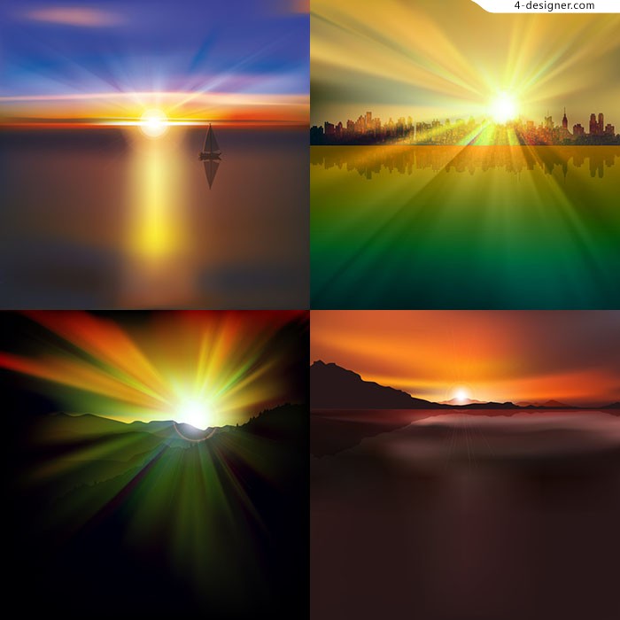 700x700 Designer Gorgeous Sunrise And Sunset Background Vector Material