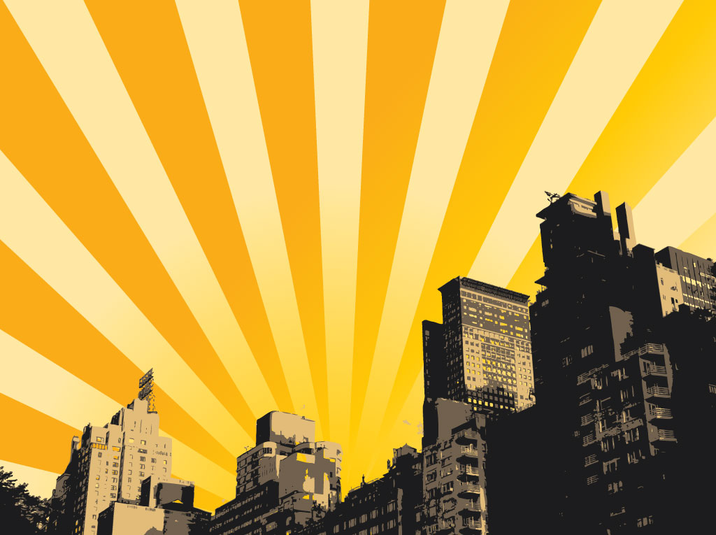1024x765 Urban Sunrise Background Vector Art Graphics