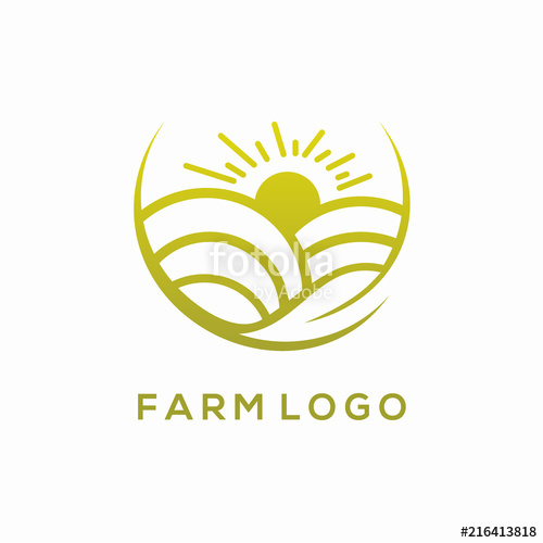 500x500 Nature Farm,sunset Or Sunrise Logo Vector Design Concept Stock