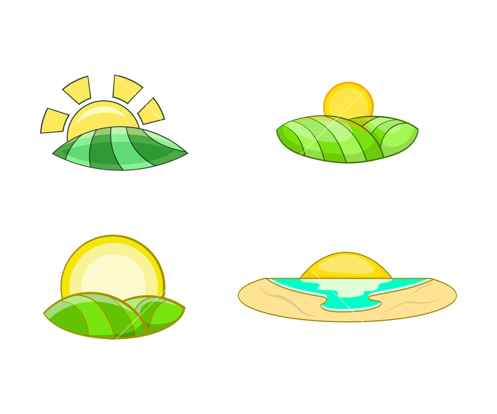 1000x833 Sunrise Icon Set Cartoon Set Of Sunrise Vector Icons For Your Web