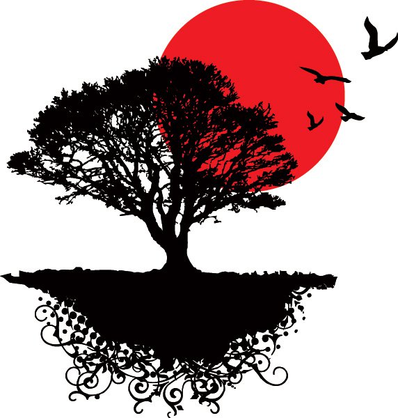 572x600 Asian Sunrise Free Vector