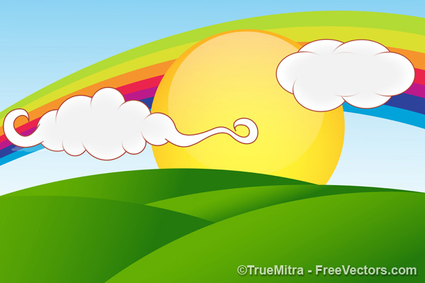 600x399 Download Free Comic Sunrise Vector Vector Illustration