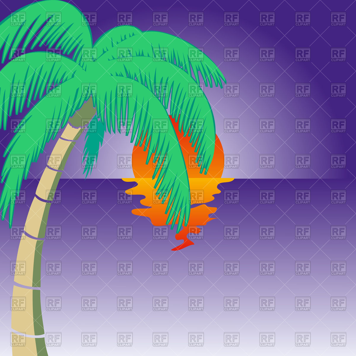 1200x1200 Summer Background With Palm Tree And Sunset Vector Image Of Plants