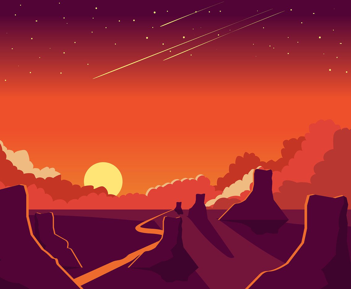 1136x936 Sunset Background And Canyon Vector Vector Art Graphics