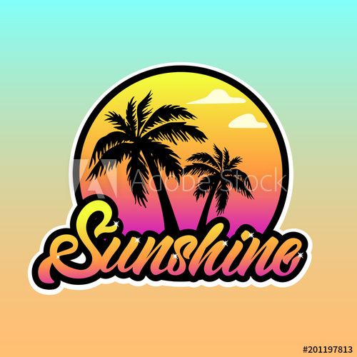 500x500 Colourful Sunshine Logotype In Lettering Style With Palm Tree
