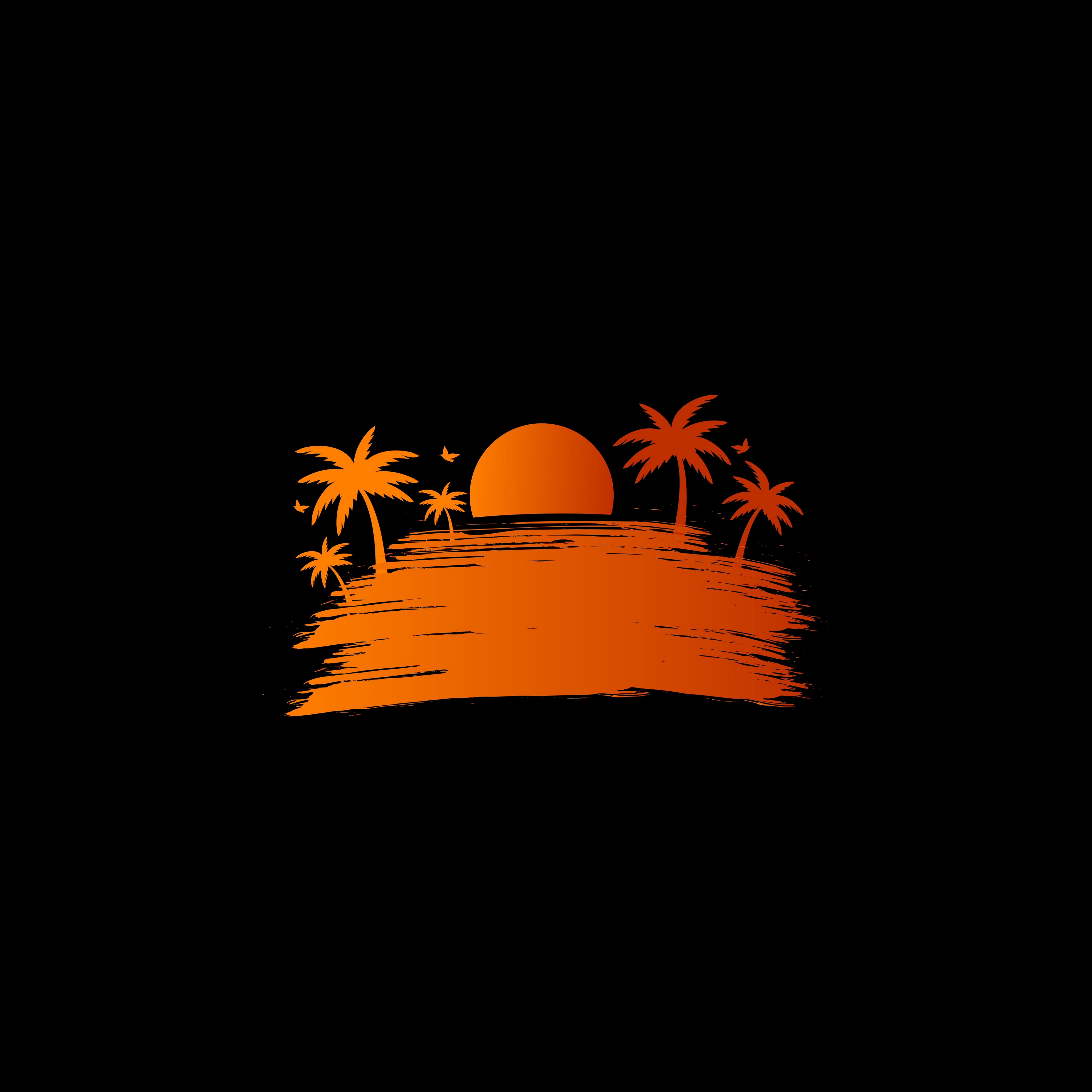 3415x3415 Download Wallpaper Palm, Sunset, Vector, Art, Sun Ipad