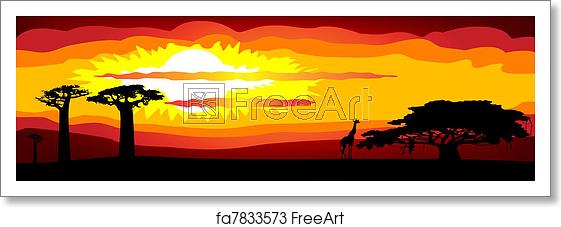 561x227 Free Art Print Of Africa Sunset