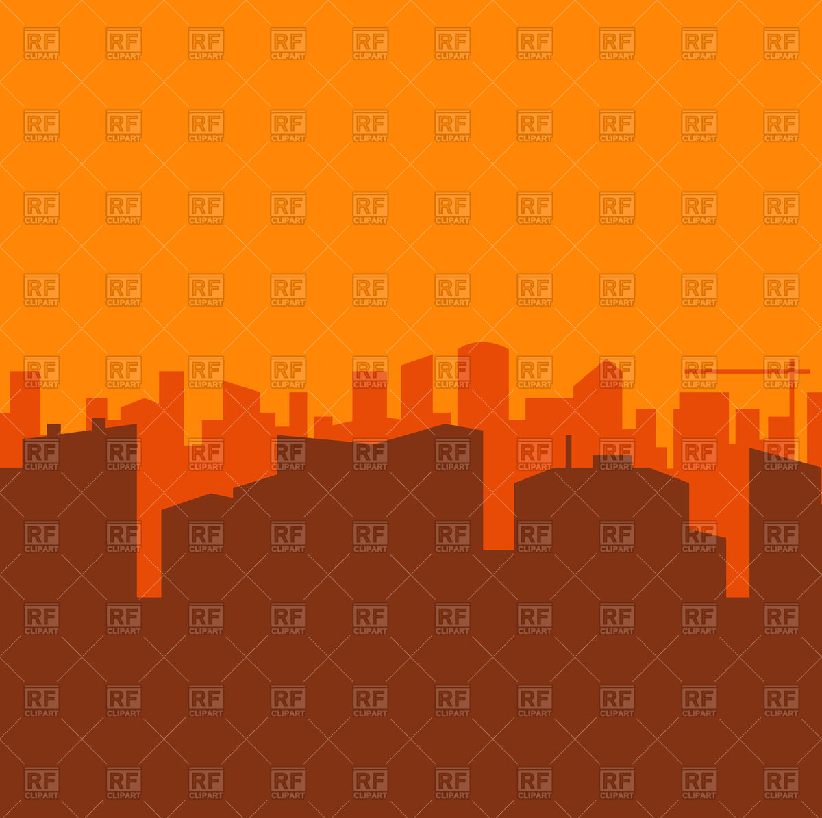 1200x1195 Simple Flat Design Of City Skyline On Sunset Vector Image
