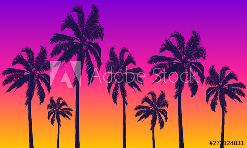 500x300 Summer Yellow Violet Background With Palm Trees