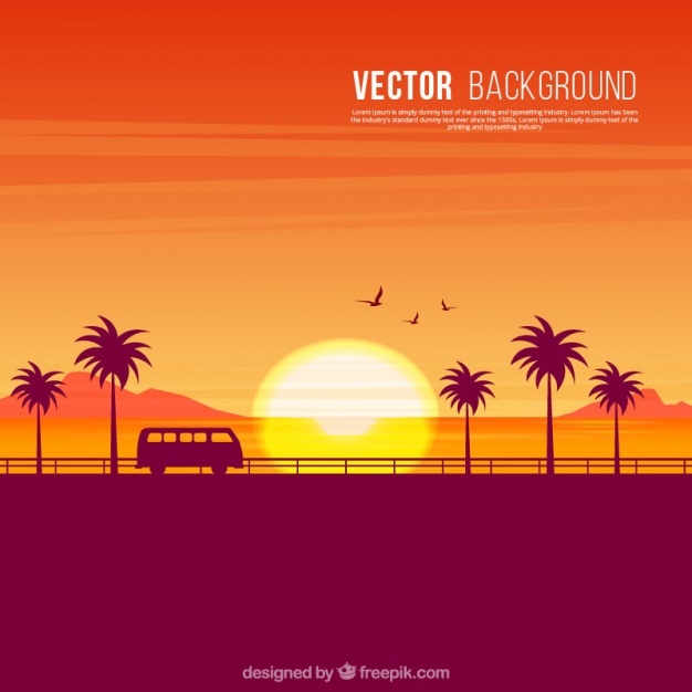 626x626 Background Of Sunset Silhouettes On The Beach Vector Premium