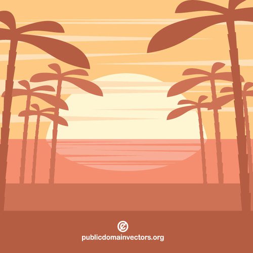 500x500 Tropical Sunset Vector Background