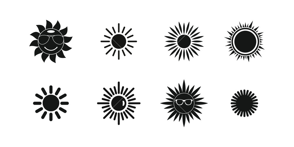 1000x500 Sun Icon Set Simple Set Of Sun Vector Icons For Web Design