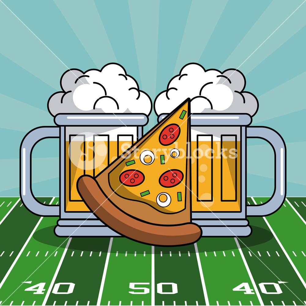 Super Bowl American Football Elements On Field Vector Illustration 1000x1000 Super Bowl American Football Elements On Field Vector Illustration