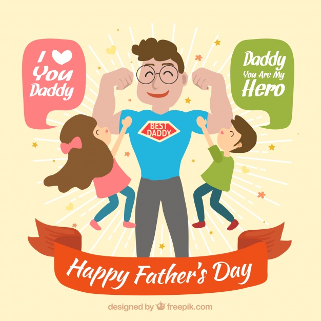 626x626 Happy Super Dad Background With His Kids Vector Free Download