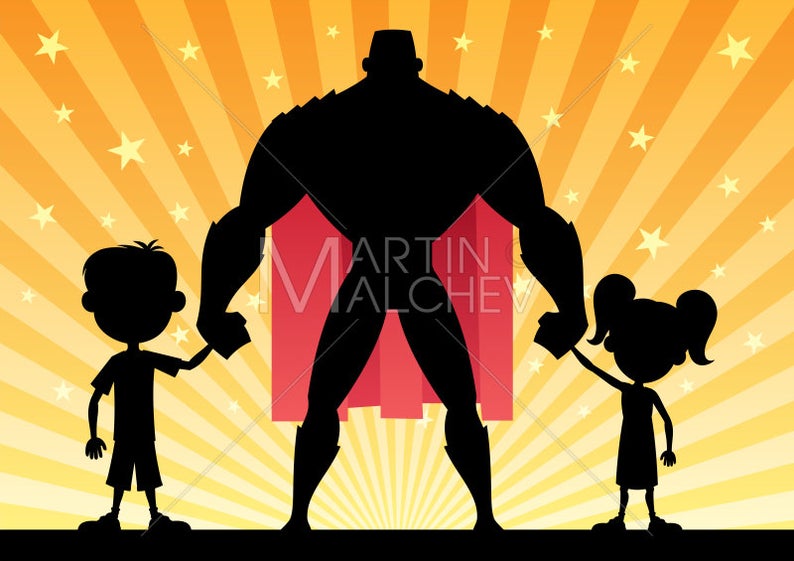 794x561 Super Dad Vector Cartoon Illustration Father Daddy Super Etsy