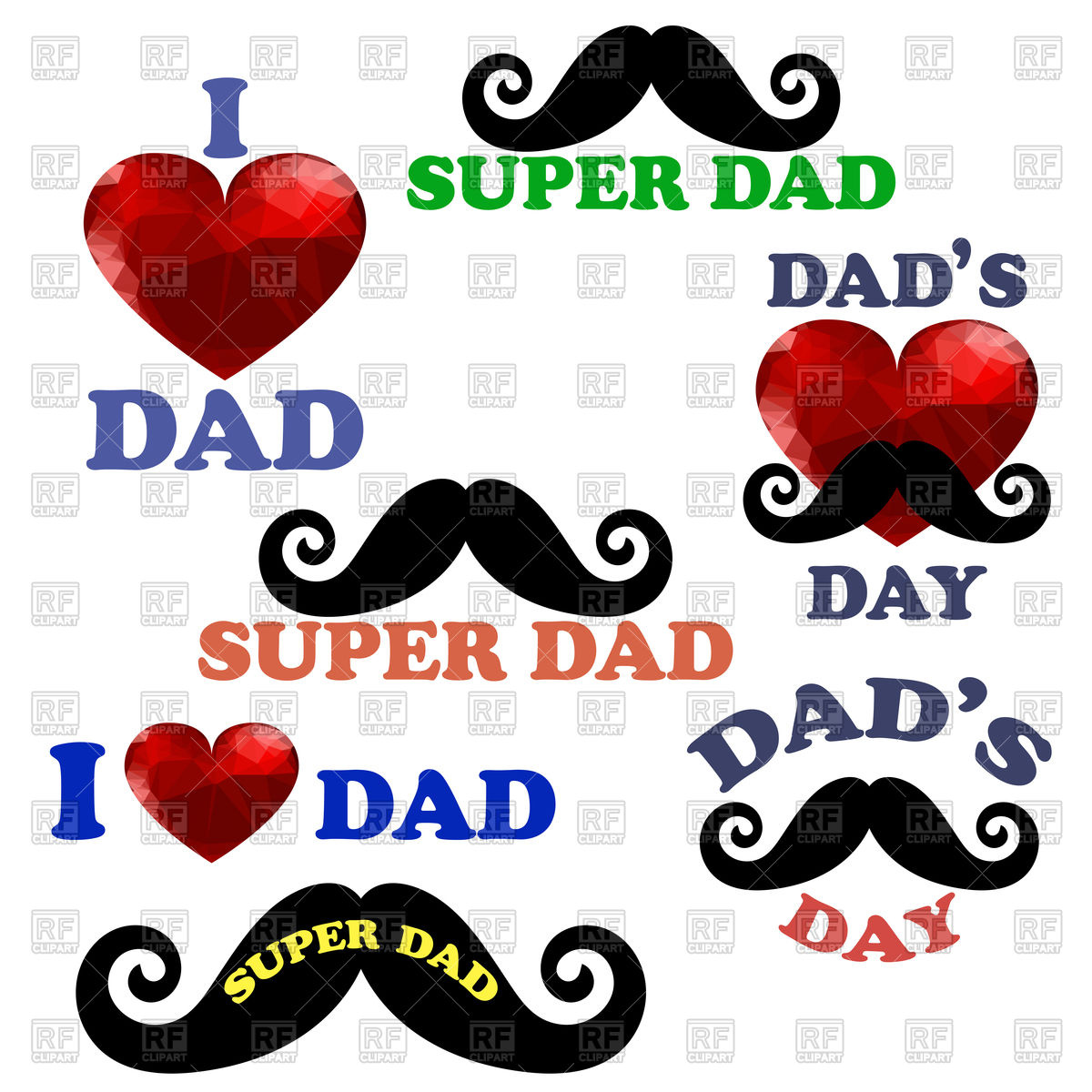 1200x1200 Super Dad Design Collection Isolated On A White Background Vector