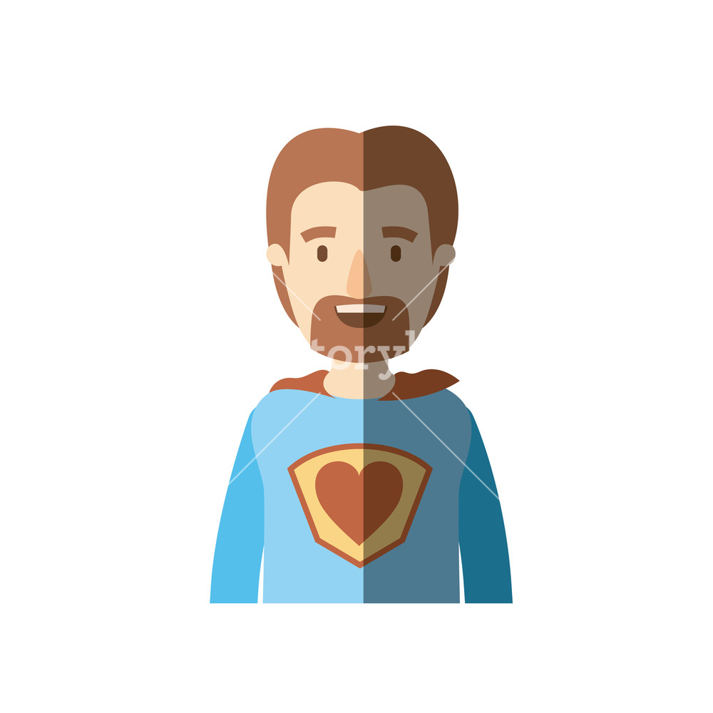 1000x1000 Light Color Shading Caricature Half Body Super Dad Hero With Beard