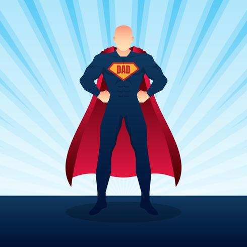 490x490 Happy Fathers Day Superdad With Burst Background Illustration