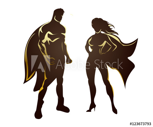 500x416 Super Man And Supergirl Silhouettes