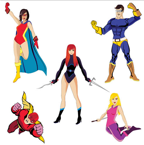 493x494 Cartoon Superheroes Set Vector Free Download