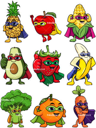 324x432 Superhero Strawberry Cartoon Vector Clipart