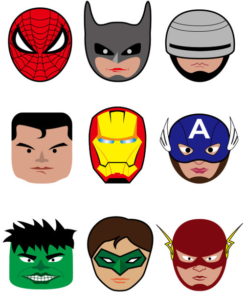 503x600 Cartoon Superheroes Head Portrait Vector Free Vector In Adobe