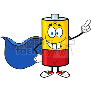 300x300 Royalty Free Rf Clipart Illustration Smiling Battery Cartoon