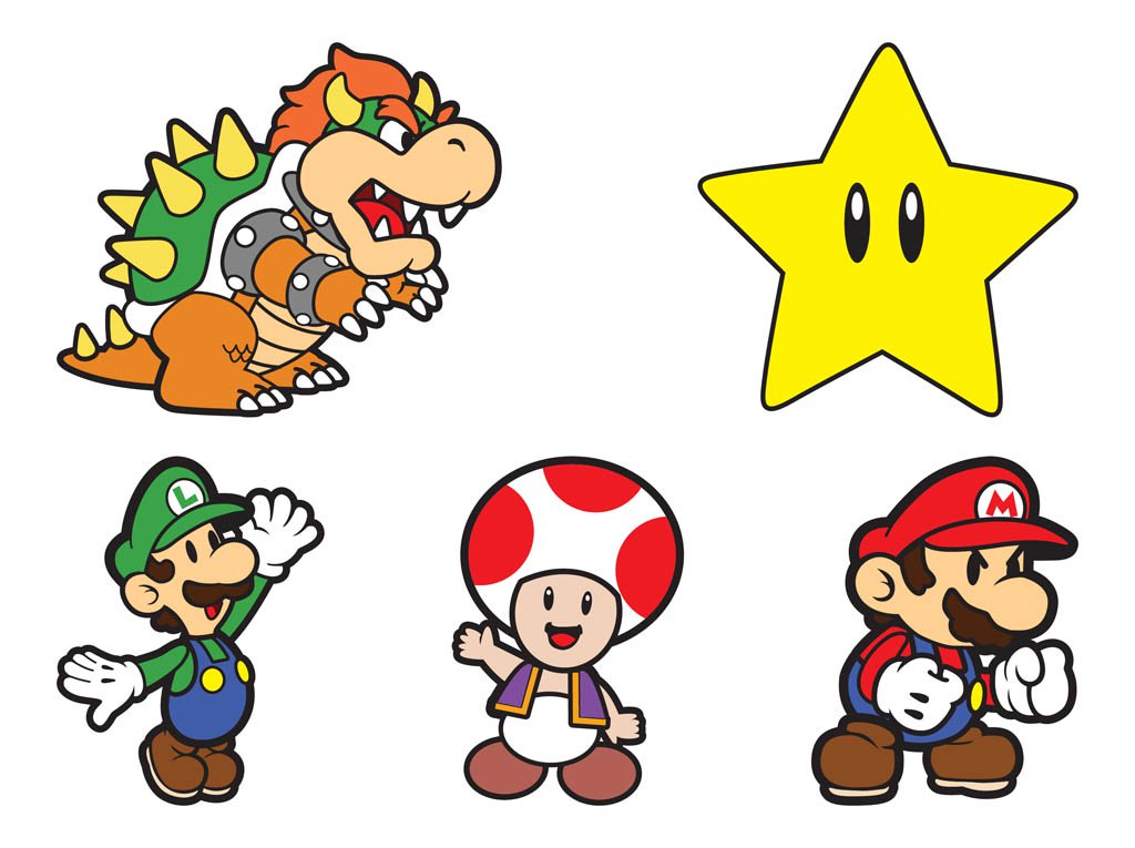 Super Mario Characters Vector Art Graphics 1024x765 Super Mario Characters Vector Art Graphics