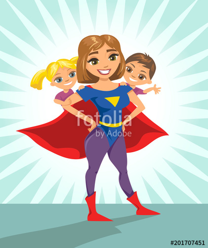 Super Hero, Super Mom Happy Smiling Super Mother With Her 421x500 Super Hero, Super Mom Happy Smiling Super Mother With Her