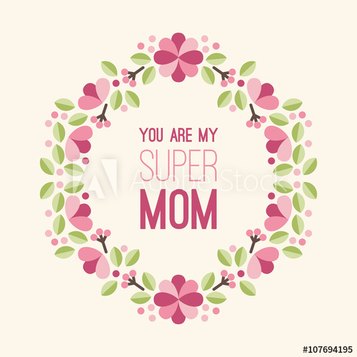 500x500 Mothers Day Greeting Card With Flowers And Text