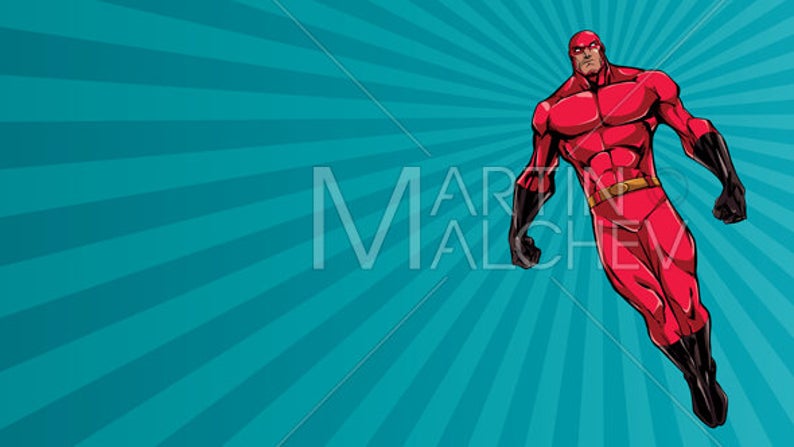 794x447 Superhero Flying Ray Light Background Vector Illustration Etsy