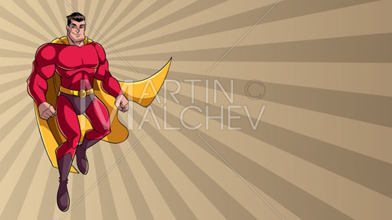 794x447 Superhero Flying On Ray Light Background Vector Cartoon Etsy