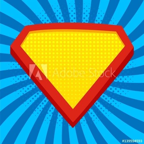 500x500 Superhero Logo Template At Bright Blue Pop Art Background Vector