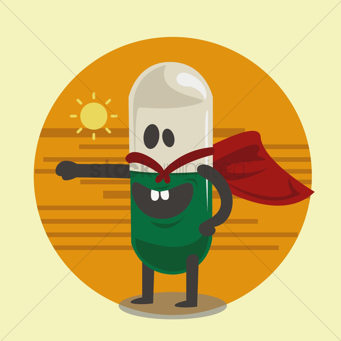 Superhero Pill Cartoon With Cape Vector Image 1300x1300 Superhero Pill Cartoon With Cape Vector Image