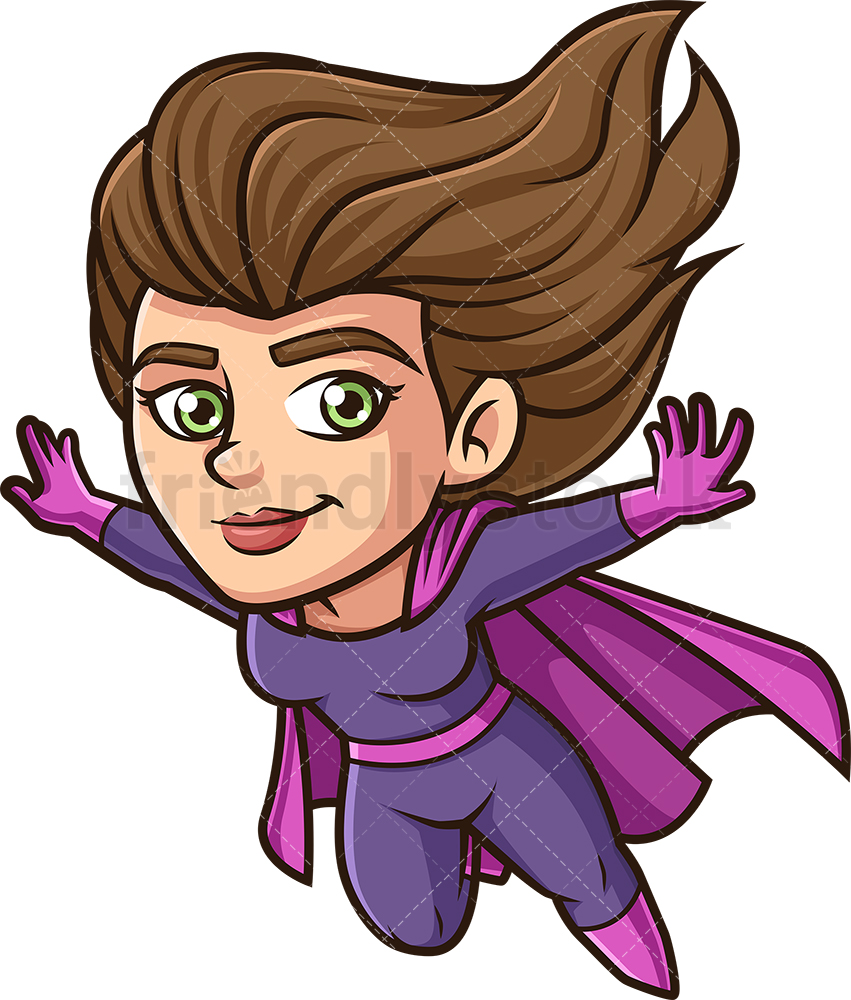851x1000 Female Superhero Flying Cartoon Clipart Vector
