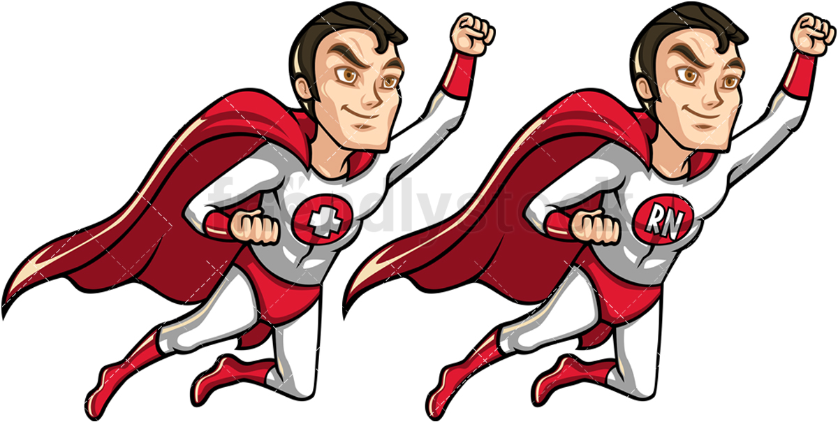 1200x604 Male Nurse Superhero Flying Like Superman Cartoon Vector Clipart