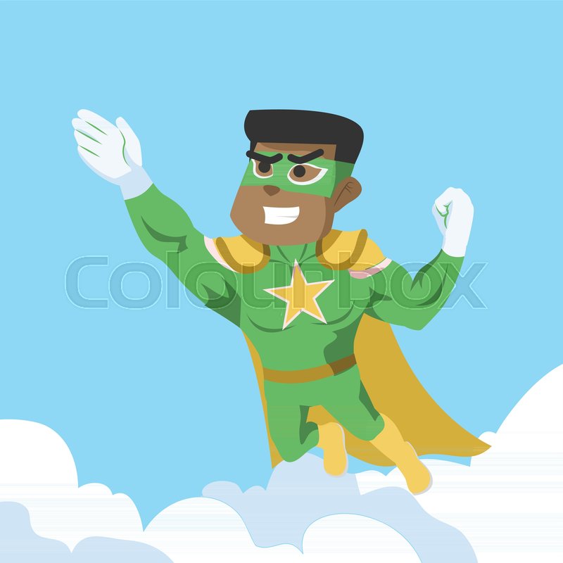 800x800 African Superhero Flying Illustration Stock Vector Colourbox