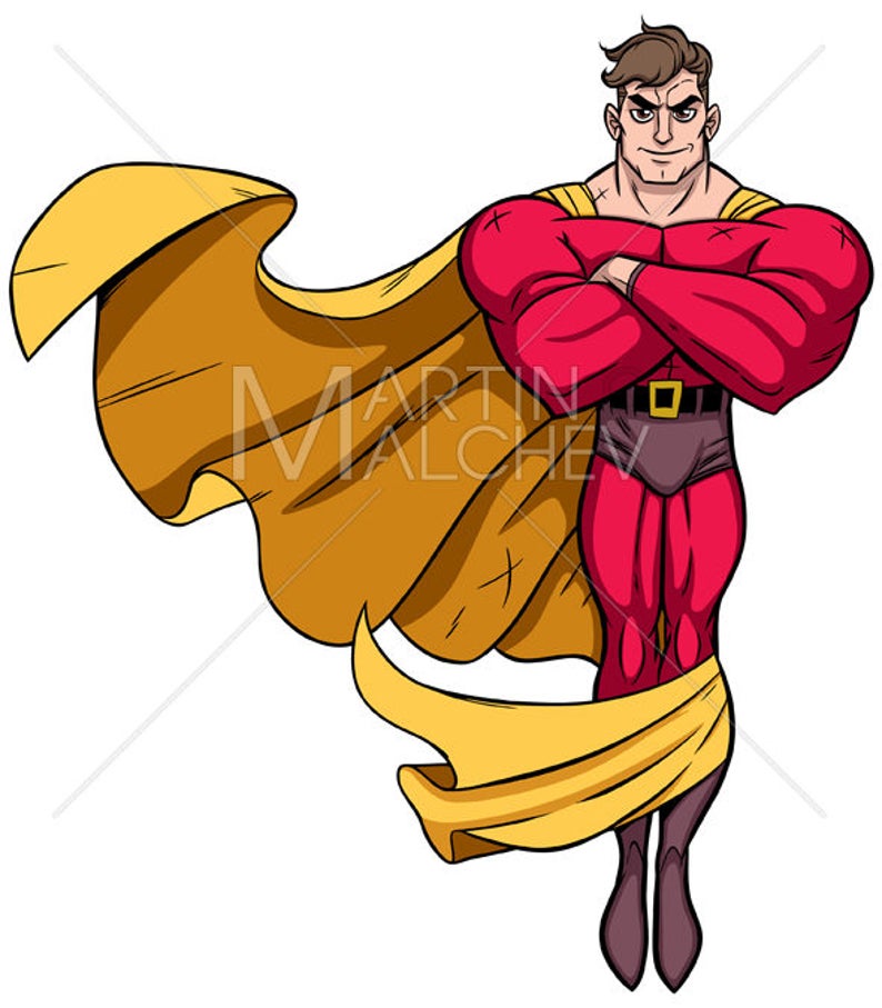 794x907 Superhero Flying Vector Cartoon Clipart Illustration Etsy