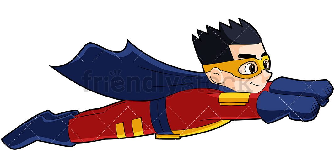 1067x533 Boy Superhero Flying Like Superman Cartoon Vector Clipart