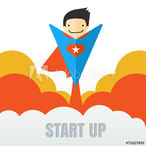 500x500 Superhero Flying Creative Business Start Up Concept Vector Ca