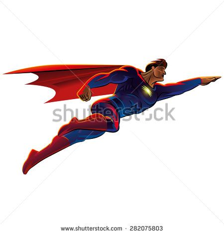 450x470 Superhero Flying Vector Illustration Isolated Background