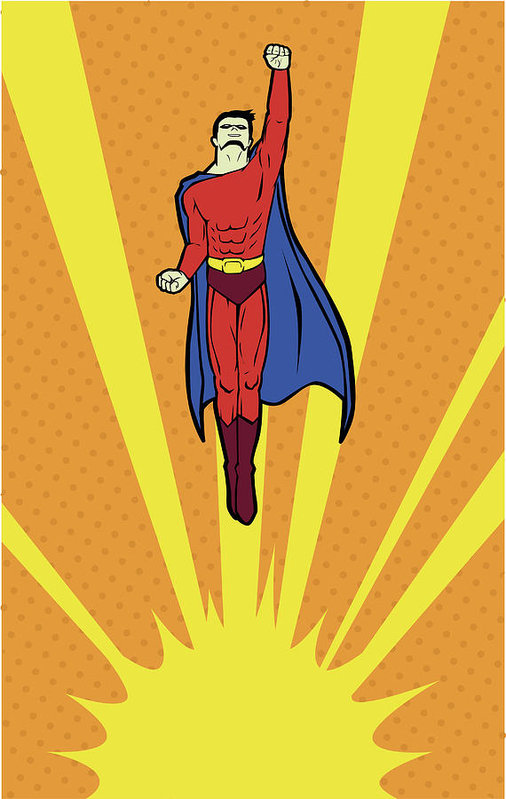 506x799 Vector Comic Superhero Flying Art Print