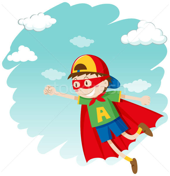 580x600 Boy Dressing Up As Superhero Flying Vector Illustration Daniel