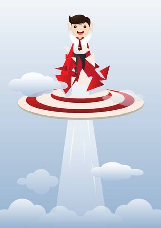 318x450 Businessman Superhero Flying And Breaking Target Archery