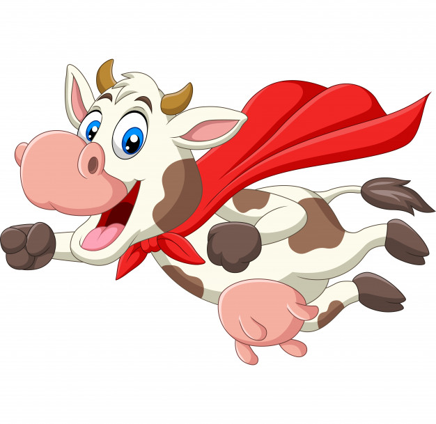626x609 Cartoon Cute Superhero Cow Flying Vector Premium Download