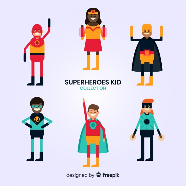 626x626 Pack Of Superhero Kids Vector Free Download